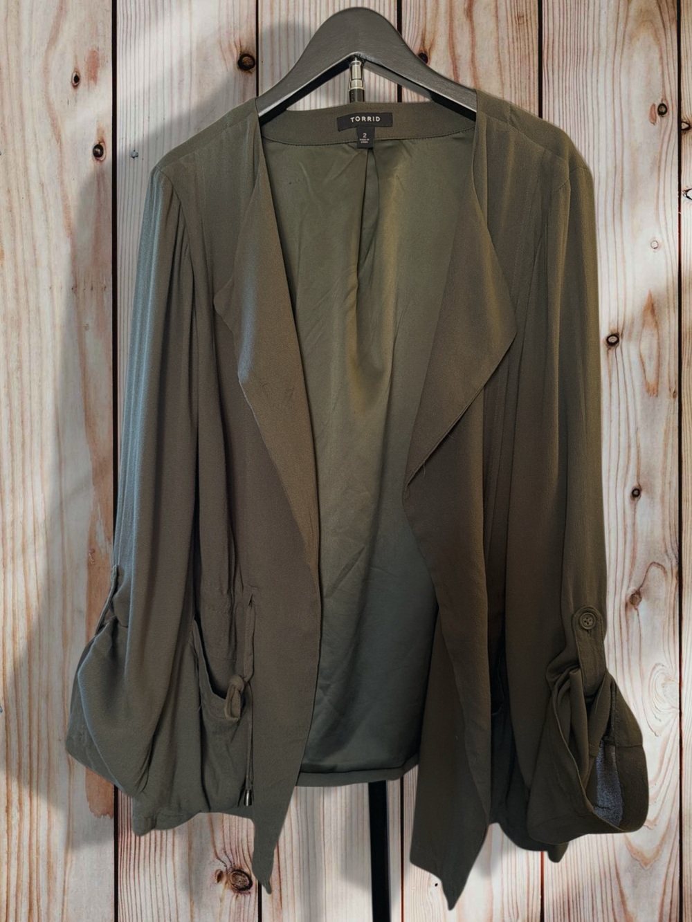 Torrid Olive Utility Drawstring Jacket - Picture 4 of 9